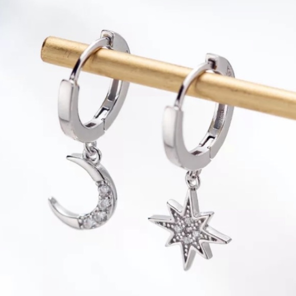 🌛Insta earrings moon star earrings sterling silver earrings